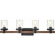 Taos 4 Light 32 inch Matte Black/Wood Grain Vanity Light Wall Light